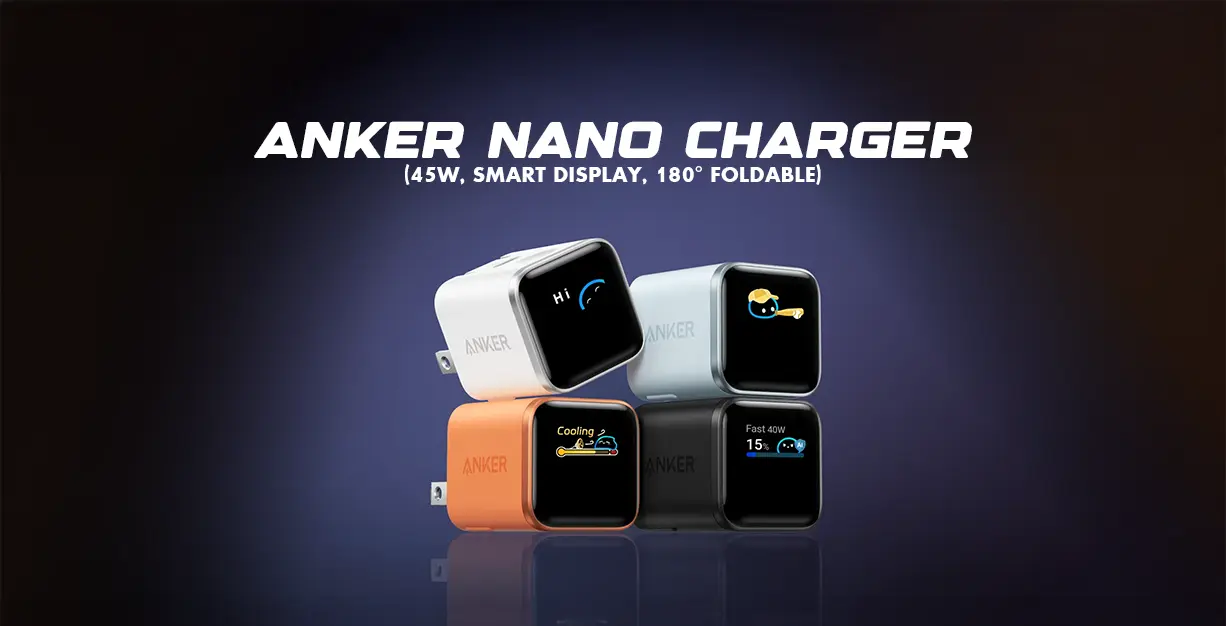 Anker Nano Charger (45W, Smart Display, 180° Foldable)
