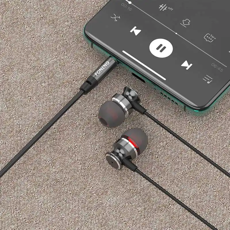 FONENG T52 In-Ear Metal Wired 3.5mm Earphone with Mic